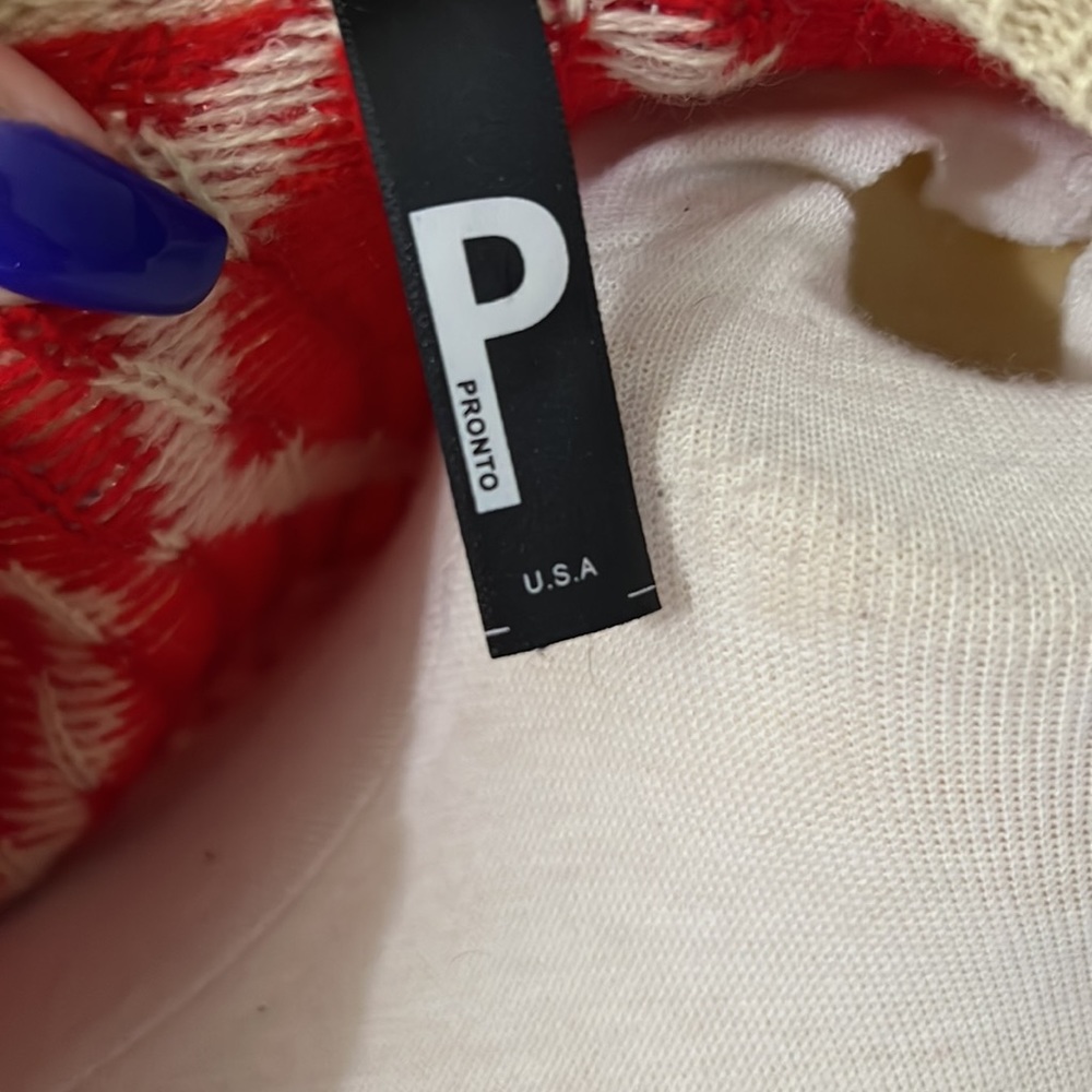 PRONTO USA red and cream cardigan - Picture 6 of 8